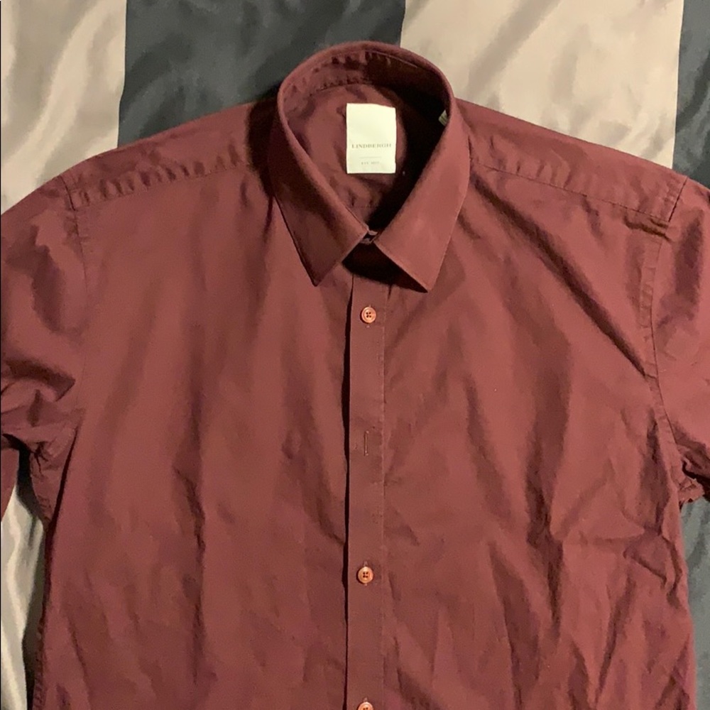 Lindbergh plain Maroon dress shirt